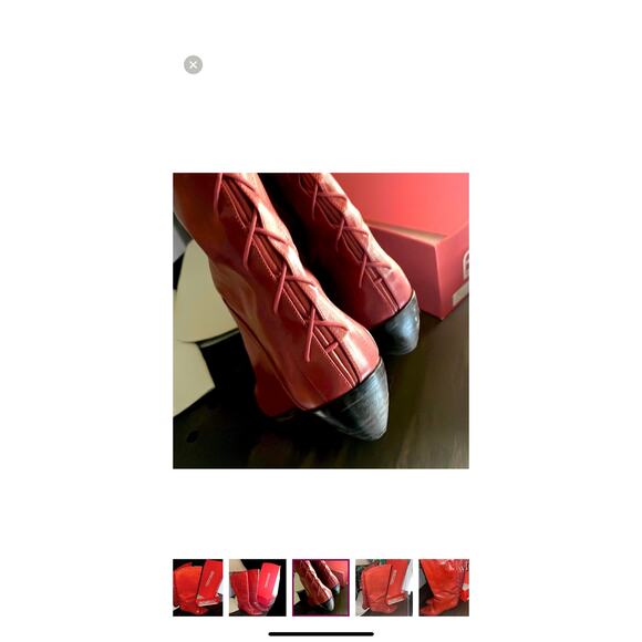 Vintage Bandolino Genuine (Rust) Red Leather lace-Up Back Tall Boots (Dec. 1989) - Picture 1 of 5